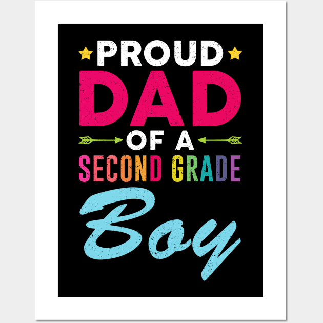 Proud Dad Of A Second grade Boy Back To School Gift Wall Art by kateeleone97023